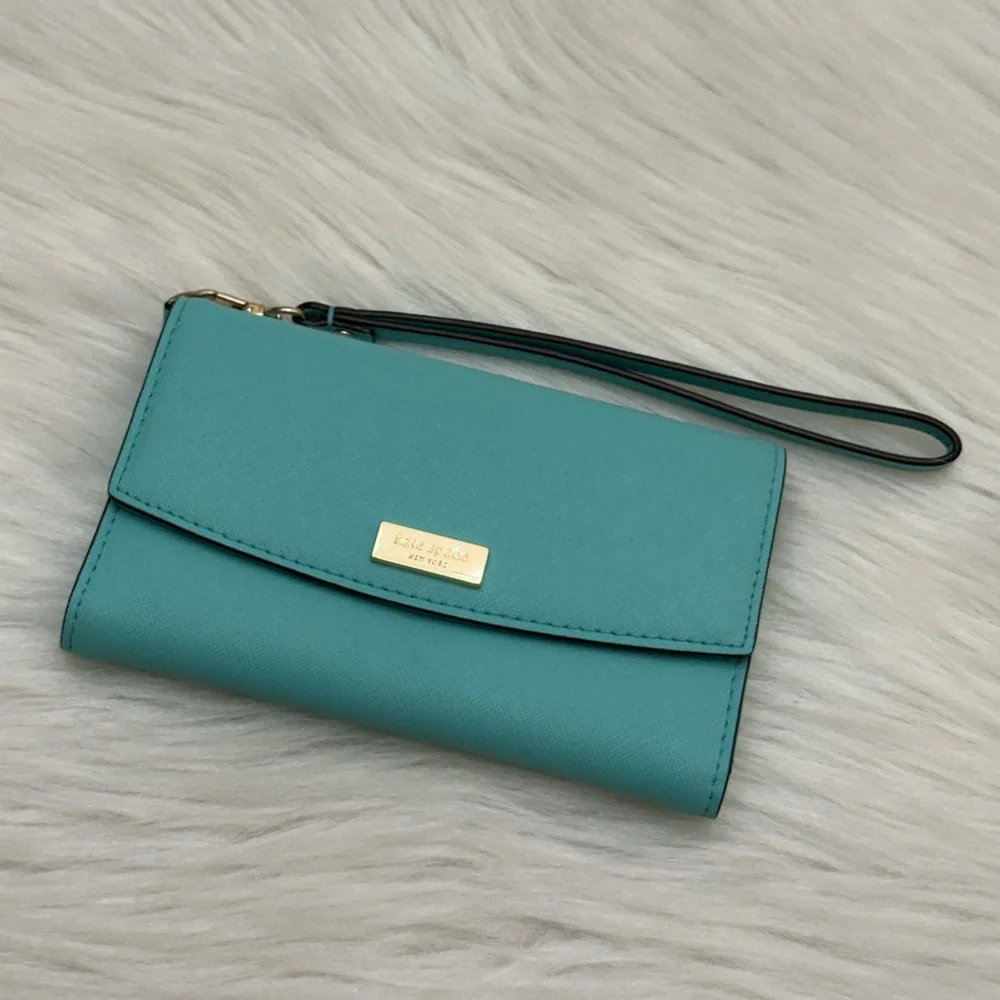KATE SPADE - TEAL GREEN NEW YORK LAUREL WAY WRISTLET WALLET